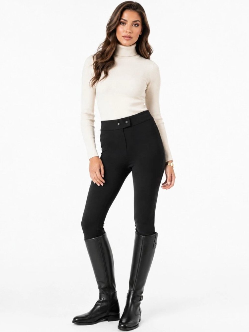 American Apparel Black Ribbed Riding Pants Women’s Large High Waist Equestrian
